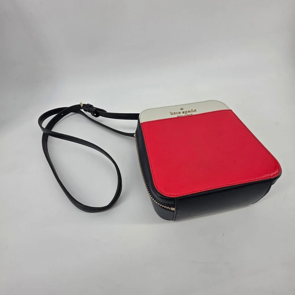 Kate Spade Colorblock Saffiano Leather Crossbody Bag Red White Blue